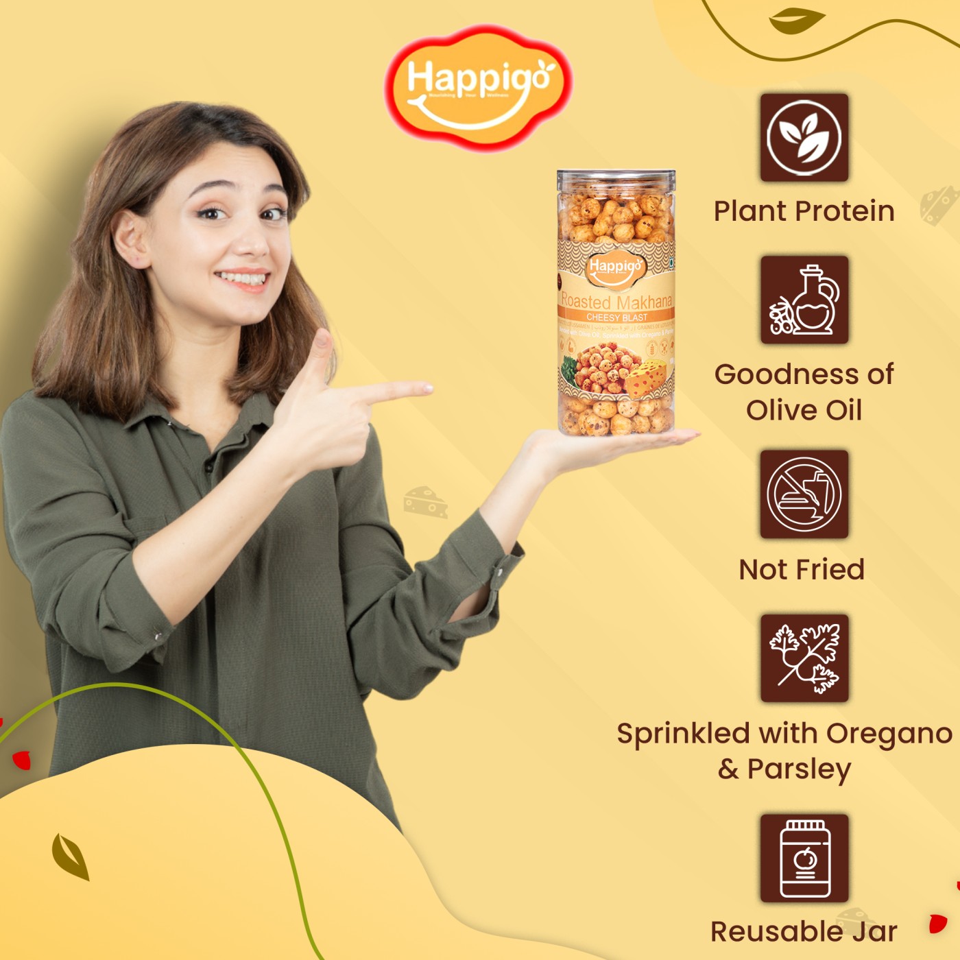 HappiGo Roasted Flavored Makhana Cheesy Blast | Revolusis Instore