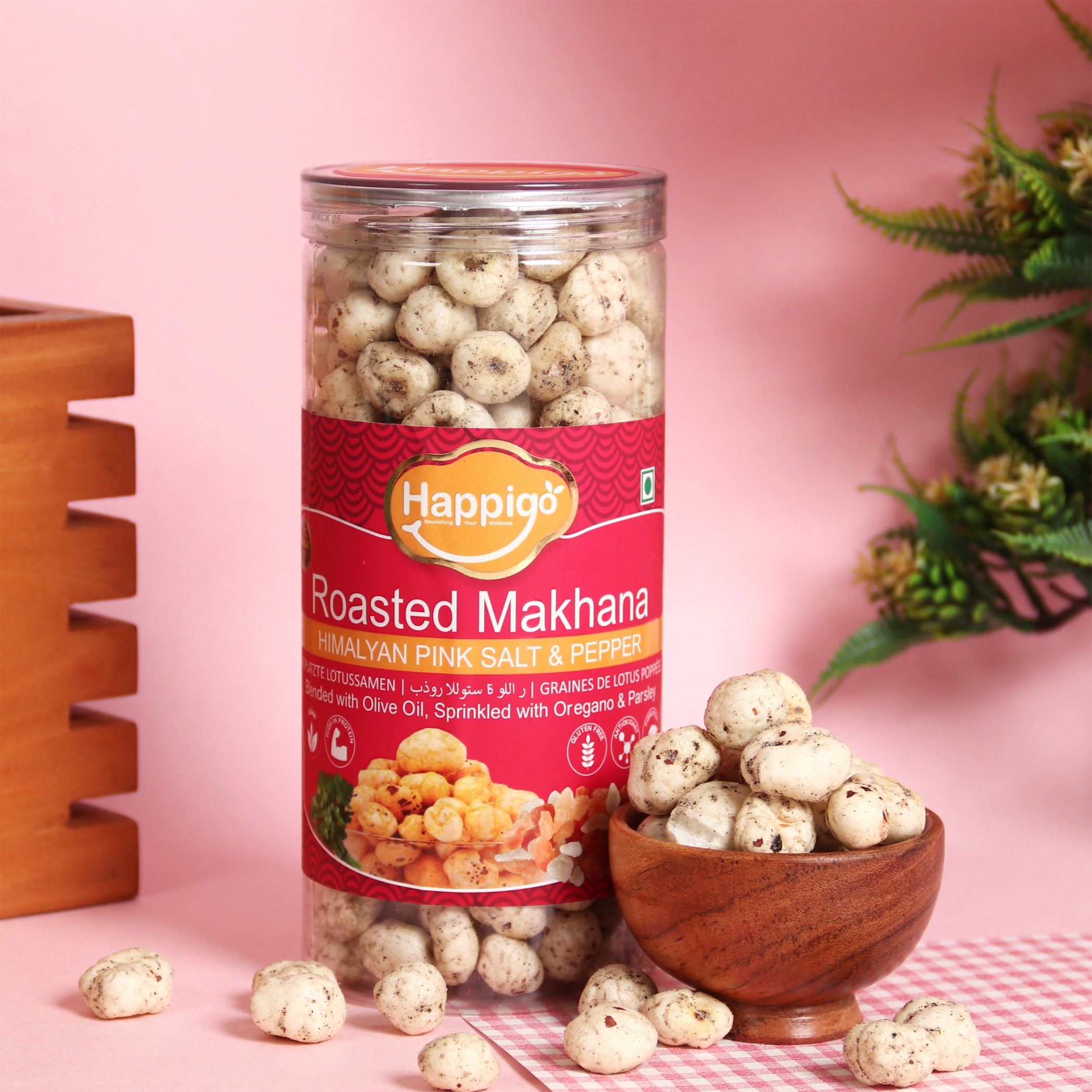 HappiGo Roasted Flavored Makhana Himalayan Pink Salt & Pepper ...