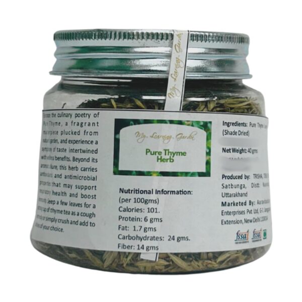 Tavasyam Premium Thyme Herbs and Spices | 100% Natural | No Anti-caking Agents |Thyme Leaves for Cooking and Seasoning | Plastic Bottle