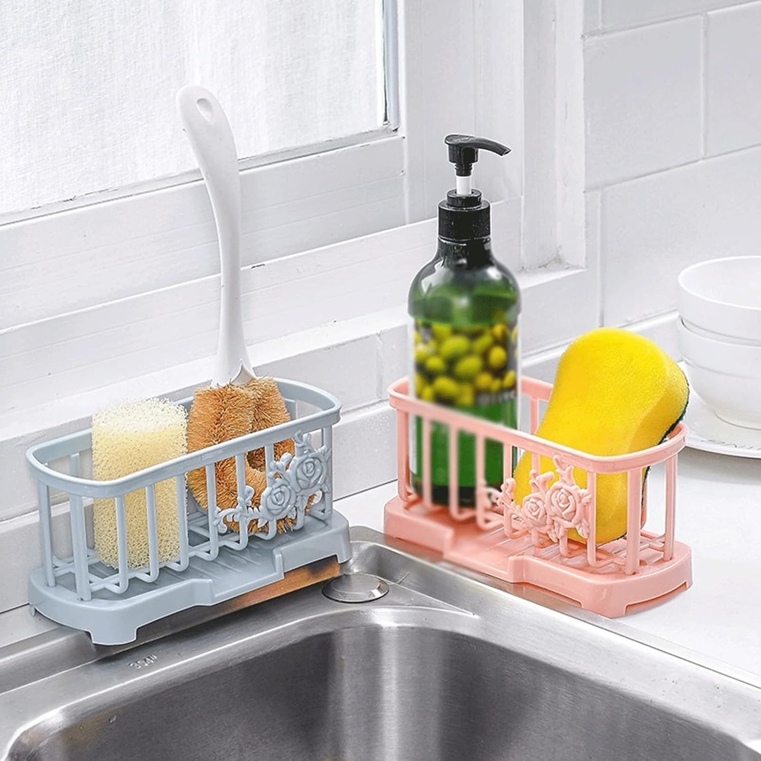 Kitchen Sink Drain Rack Sponge Soap Organizer Basket Revolusis