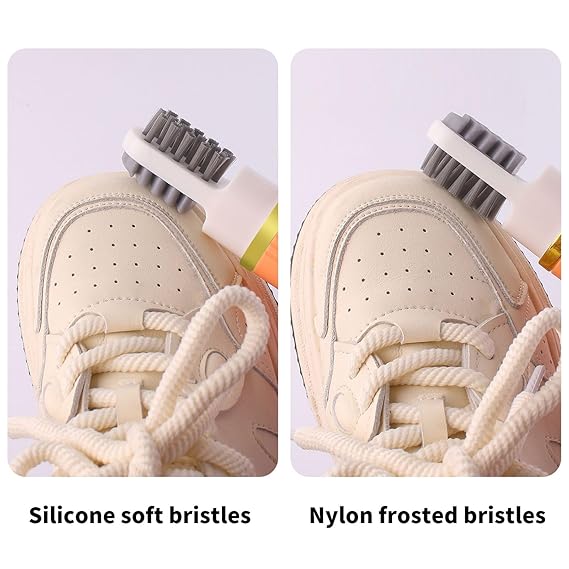 3 in 1 Portable Shoe Brush with Refillable Leakproof Liquid Container