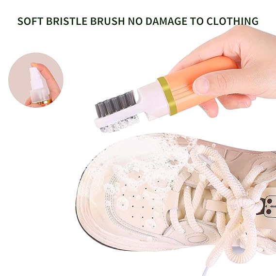 3 in 1 Portable Shoe Brush with Refillable Leakproof Liquid Container