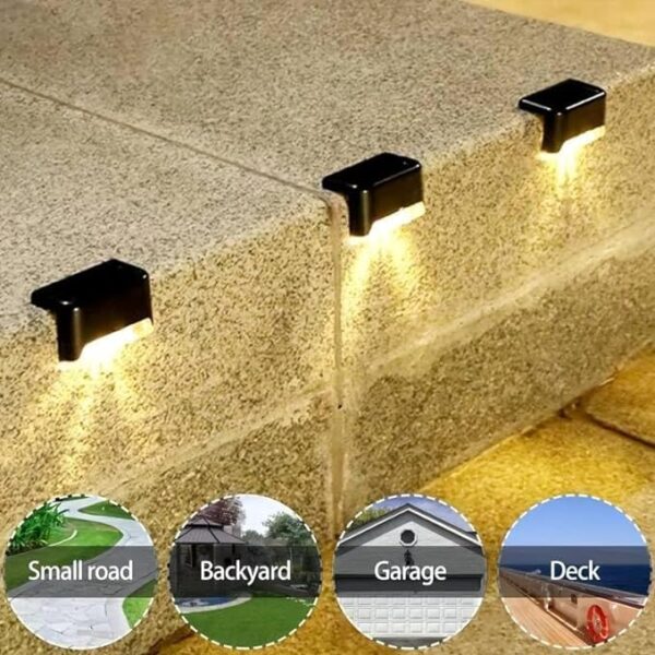 Solar Deck Outdoor Step Light with Sensor Wireless Set of 4