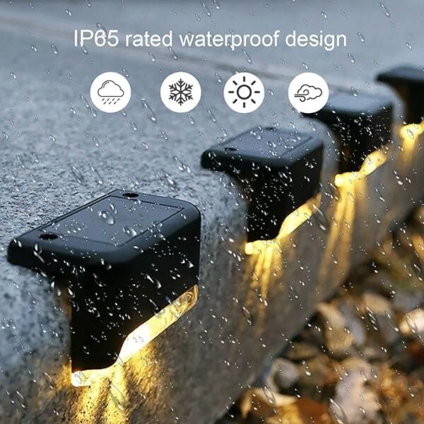 Solar Deck Outdoor Step Light with Sensor Wireless Set of 4