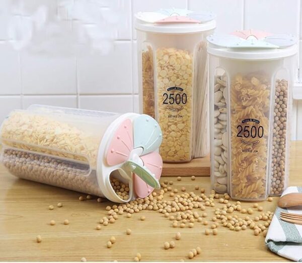 4 Partition Food Grains Storage Container with Lid  2.5L
