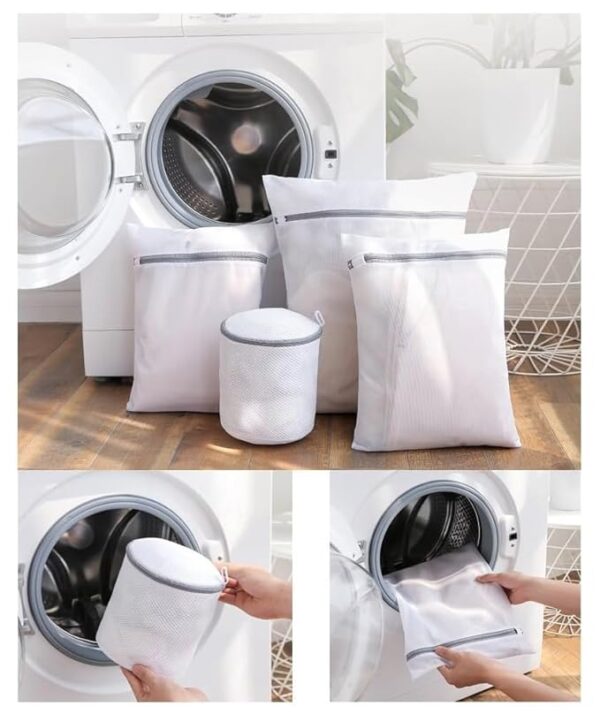 Reusable Multipurpose Mesh Laundry Bags with Zip -Set of 4