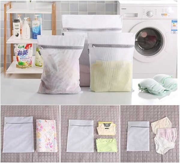 Reusable Multipurpose Mesh Laundry Bags with Zip -Set of 4
