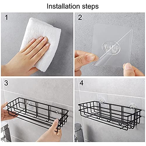 Self-Adhesive Metal Kitchen, Bathroom Multipurpose Heavy Shelf with 4 Hooks