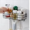 Self-Adhesive Metal Kitchen, Bathroom Multipurpose Heavy Shelf with 4 Hooks