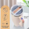 Stainless Steel Vacuum Insulated Thermal Mug with Lid, Straw and Handle 1200 ml