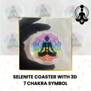 Selenite Coaster with 3D 7chakra Symbol