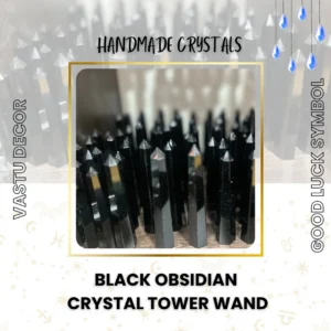 Black Obsidian Crystal Tower Wand