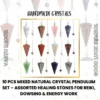 10 Pcs Mixed Natural Crystal Pendulum Set – Assorted Healing Stones for Reiki, Dowsing & Energy Work