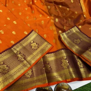 Premium Banarasi Soft Check Silk Saree Collection All Over Design