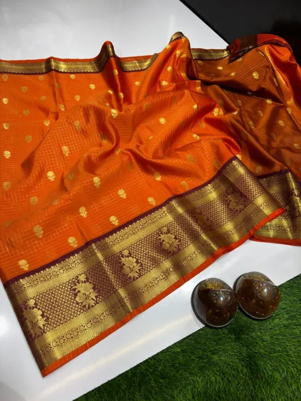 Premium Banarasi Soft Check Silk Saree Collection All Over Design