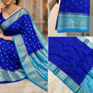 Premium Banarasi Soft Chiniya Silk Saree Collection All Over Design
