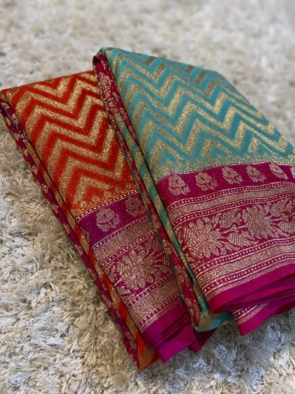 Premium Banarasi Soft Katan Georgette Silk Saree Collection All Over Design