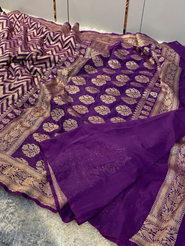 Premium Banarasi Soft Katan Georgette Silk Saree Collection All Over Design