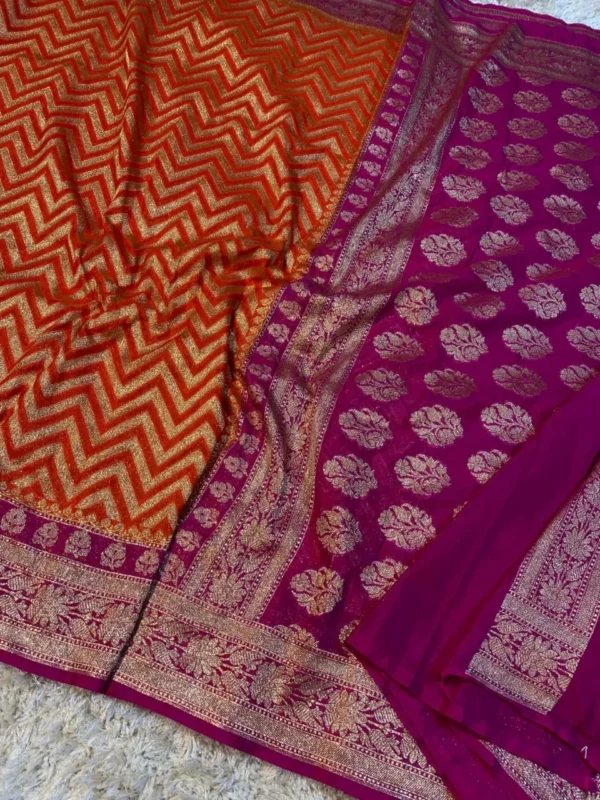 Premium Banarasi Soft Katan Georgette Silk Saree Collection All Over Design