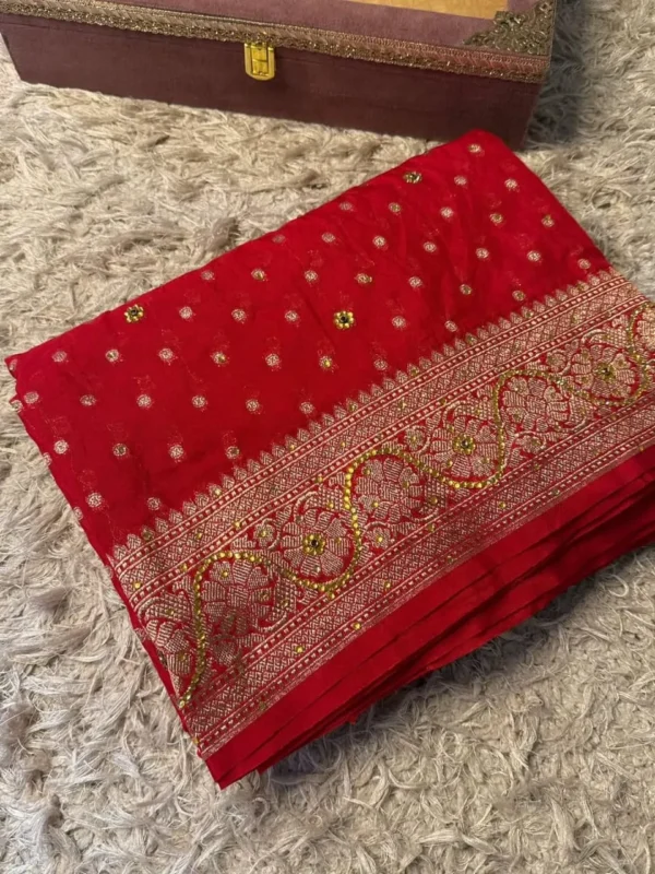 instore_4 (1) Premium Banarasi Soft Georgette Silk Saree With Stone Work Collection All Over Design