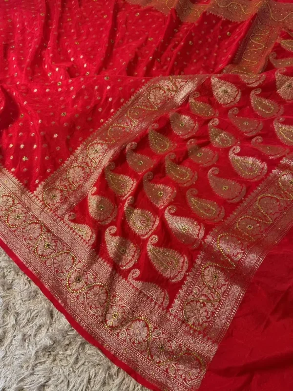 instore_4 (6) Premium Banarasi Soft Georgette Silk Saree With Stone Work Collection All Over Design