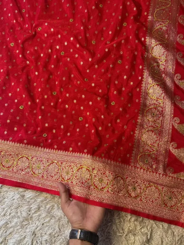 instore_4 (8) Premium Banarasi Soft Georgette Silk Saree With Stone Work Collection All Over Design