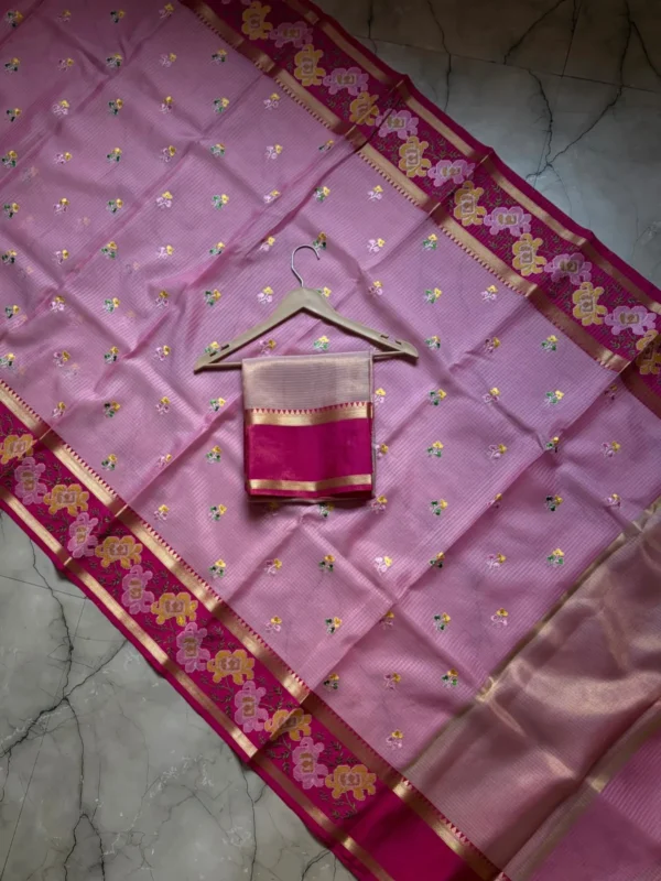 Premium Banarasi Soft Kota Check Silk Saree Collection All Over embroidery Design