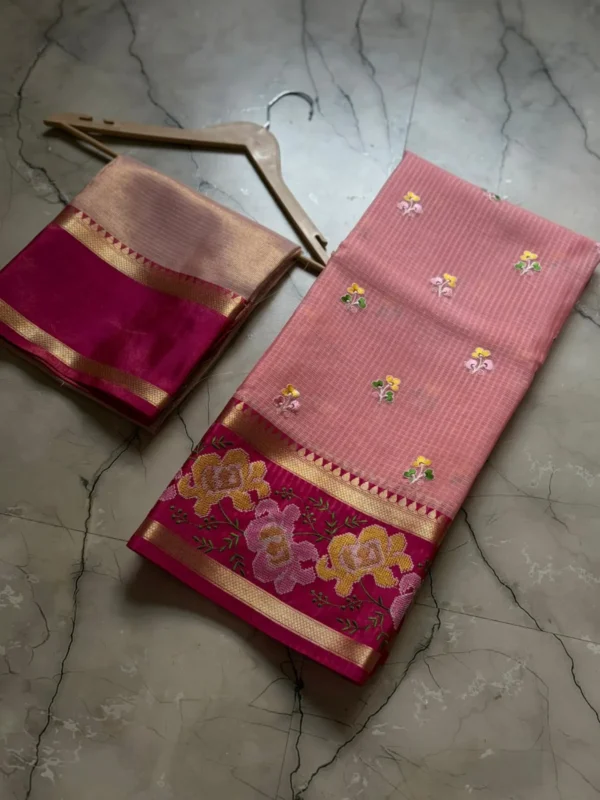 Premium Banarasi Soft Kota Check Silk Saree Collection All Over embroidery Design