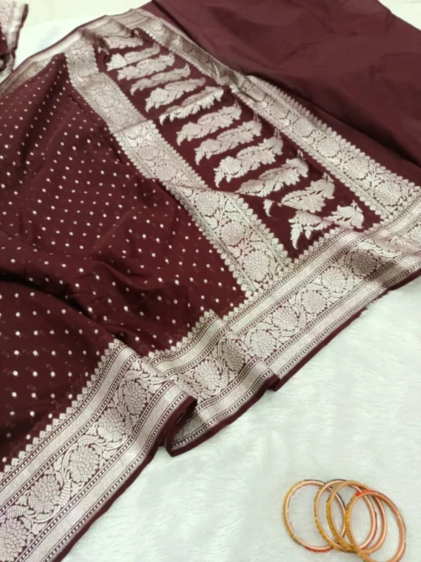 Premium Banarasi Soft Katan Georgette Silk Saree. All Over Design