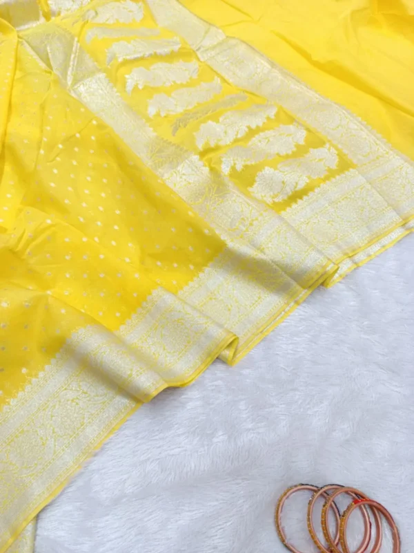 Premium Banarasi Soft Katan Georgette Silk Saree. All Over Design