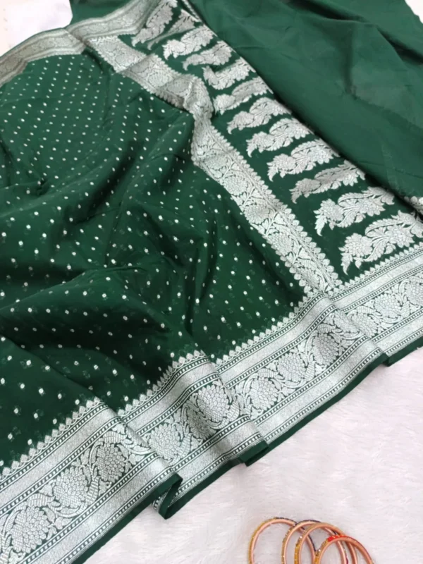 Premium Banarasi Soft Katan Georgette Silk Saree. All Over Design