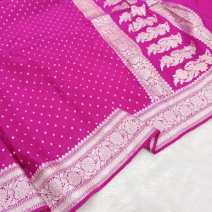 Premium Banarasi Soft Katan Georgette Silk Saree. All Over Design