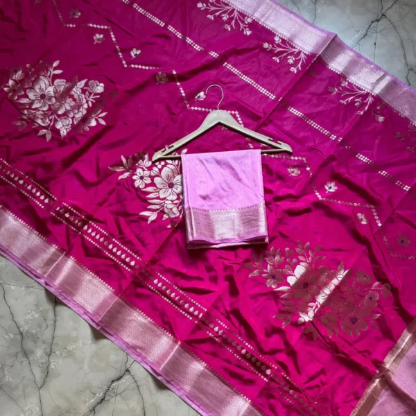 4 Premium Banarasi Soft Mongo Silk Collection All Over Design