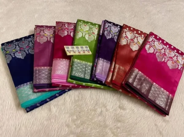 Premium Banarasi Soft Viscose Silk Saree Collection All Over Design