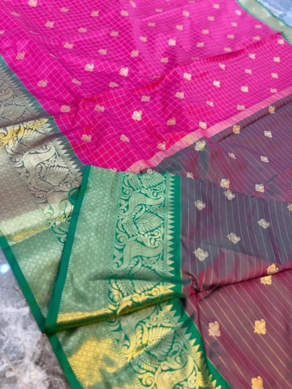 Instore revolu23 (1) Premium Banarasi Soft Check Silk Saree Collection All Over Design