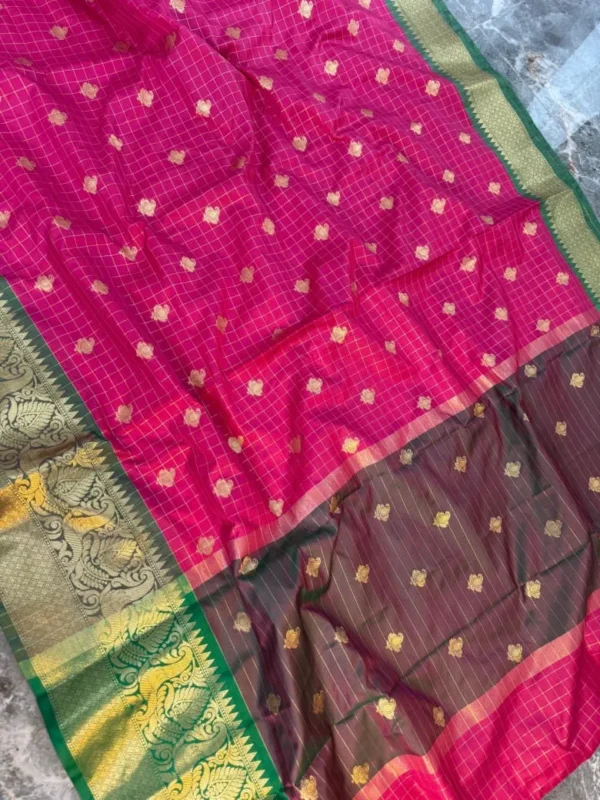 Instore revolu23 (3) Premium Banarasi Soft Check Silk Saree Collection All Over Design