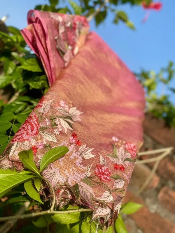 Banarasi Soft Crushed Tissue Silk Saree Collection All over floral cutwork embroidery design.