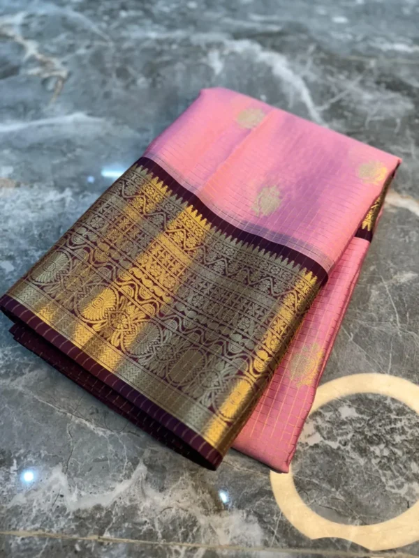 Premium Banarasi Soft Check Silk Saree Collection All Over Design