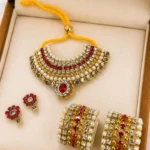 ladoo gopal jewellry (2) Red Stone Pearl Set