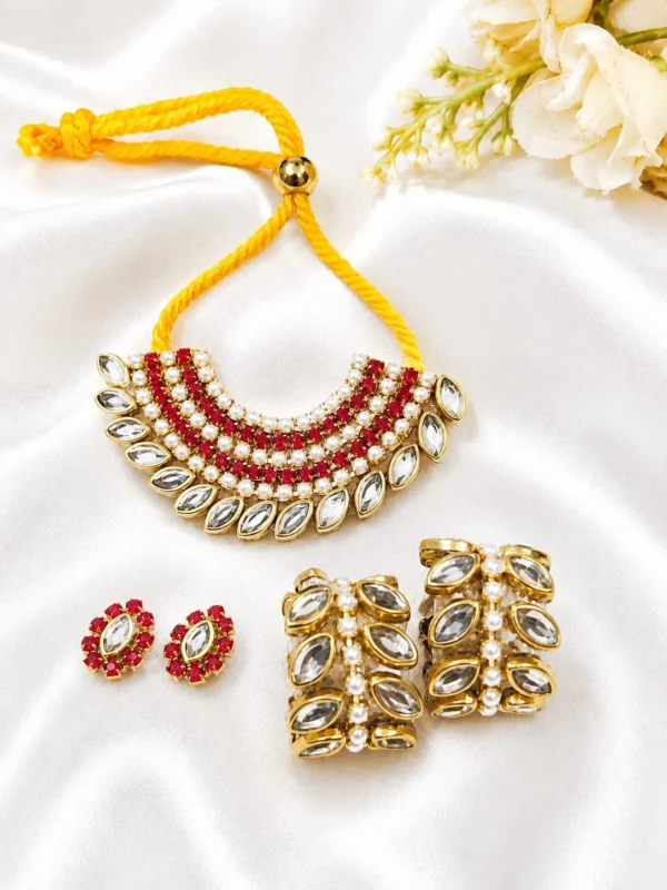 ladoo gopal jewellry (5) Royal Ruby Pearl Kundan Laddu Gopal Jewellery Set