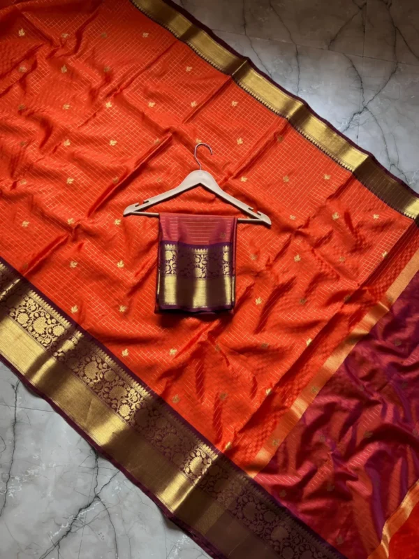 Premium Banarasi Soft Check Silk Saree Collection all over Design