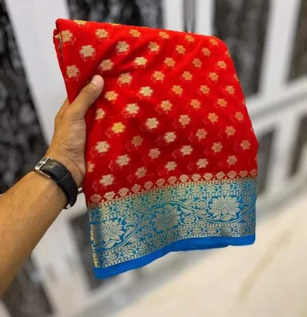 Premium Banarasi Soft Georgette Silk Saree Collection All Over Design