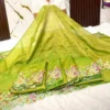 Premium Banarasi Soft Crushed Tissue Silk Saree Collection All over floral cutwork embroidery design.