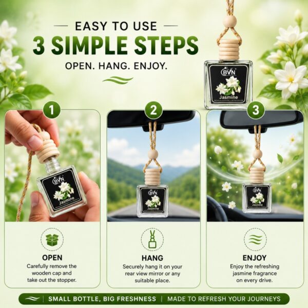 jasmine 4 Jasmine Car Freshener Diffuser Car perfume Air Freshner Hanging Pod (10 ml)