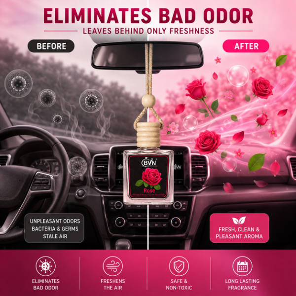 58a2598c-1dff-4e94-a34a-69dc3ec9be0b Rose Car Freshener Diffuser Car perfume Air Freshner Hanging Pod (10 ml)