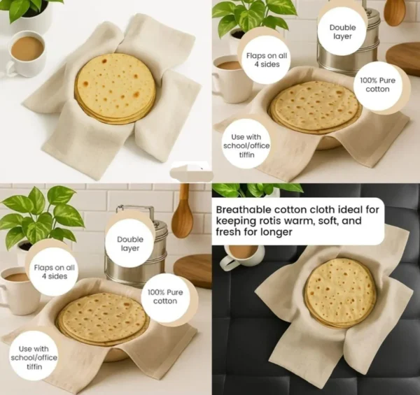 NEW COTTON ROTI COVER FOR CASSEROLE - 3Pcs