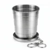 stainless cup (1) Stainless Steel Folding Glass With Keychain