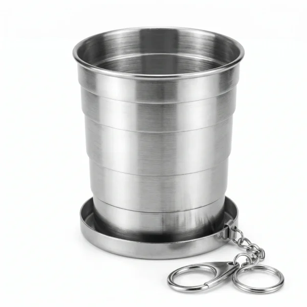 stainless cup (1) Stainless Steel Folding Glass With Keychain