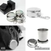 stainless cup (2) Stainless Steel Folding Glass With Keychain