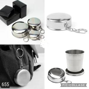Stainless Steel Folding Glass With Keychain